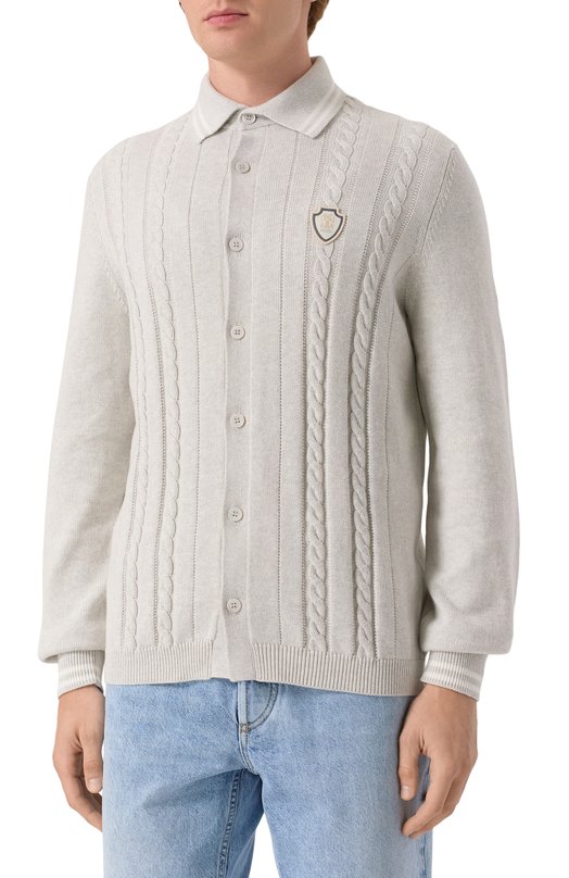 Хлопковый кардиган Brunello Cucinelli M28707925T Серый  M28707925T Фото 3