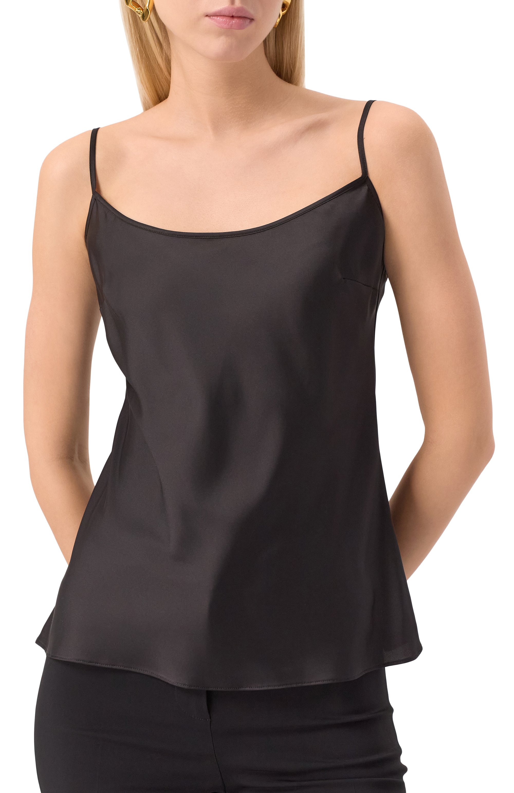 Атласный топ D.EXTERIOR черного цвета по цене 19600 руб., арт. 60667, фото 3 Атласный топ D.EXTERIOR, арт. 60667, фото 3