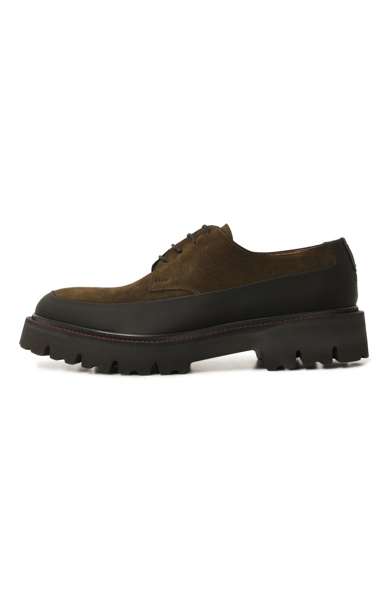 Мужские замшевые дерби KITON хаки цвета, арт. USSA194N0112504 | Фото 4 (Материал внутренний: Натуральная кожа; Нос: Не проставлено; Стили: Классический; Материал внешний: Замша, Натуральная кожа)