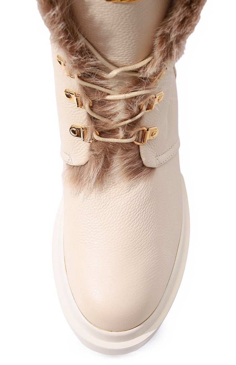 Женские кожаные ботинки GIUSEPPE ZANOTTI DESIGN кремового цвета, арт. I270022 | Фото 6 (Подошва: Платформа; Каблук высота: Низкий; Материал утеплителя: Натуральный мех; Женское Кросс-КТ: Зимние ботинки; Материал внешний: Натуральная кожа)