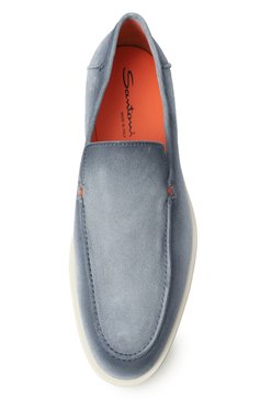 Мужские замшевые лоферы SANTONI голубого цвета, арт. MGDG17824TICBGEX | Фото 6 (Нос: Не проставлено; Материал внутренний: Натуральная кожа; Материал внешний: Натуральная кожа, Замша; Материал сплава: Проставлено; Стили: Кэжуэл)