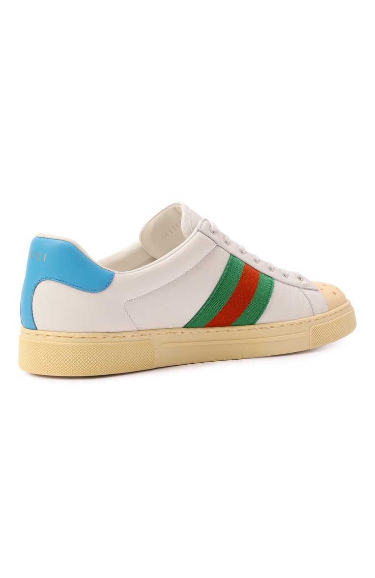 Мужские кожаные кеды ace GUCCI белого цвета, арт. 795784/AADQS | Фото 5 (Подошва: Массивная; Материал внешний: Натуральная кожа; Материал внутренний: Натуральная кожа; Кросс-КТ: Низкие; Материал утеплителя: Без утеплителя; Стили: Классический)