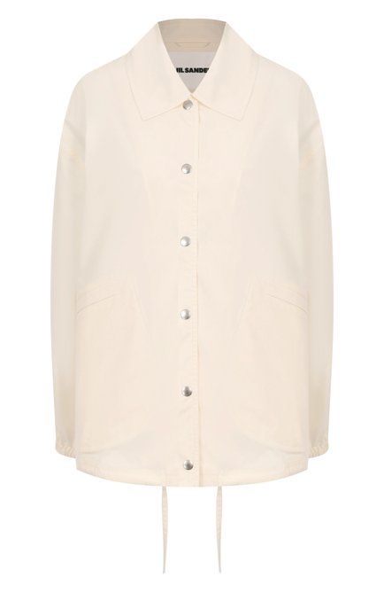Женская хлопковая куртка JIL SANDER кремвого цвета, арт. J04AM0001-J45026 | Фото 1 (Материал внешний: Хлопок; Рукава: Длинные; Длина (верхняя одежда): Короткие; Материал сплава: Проставлено; Драгоценные камни: Проставлено)