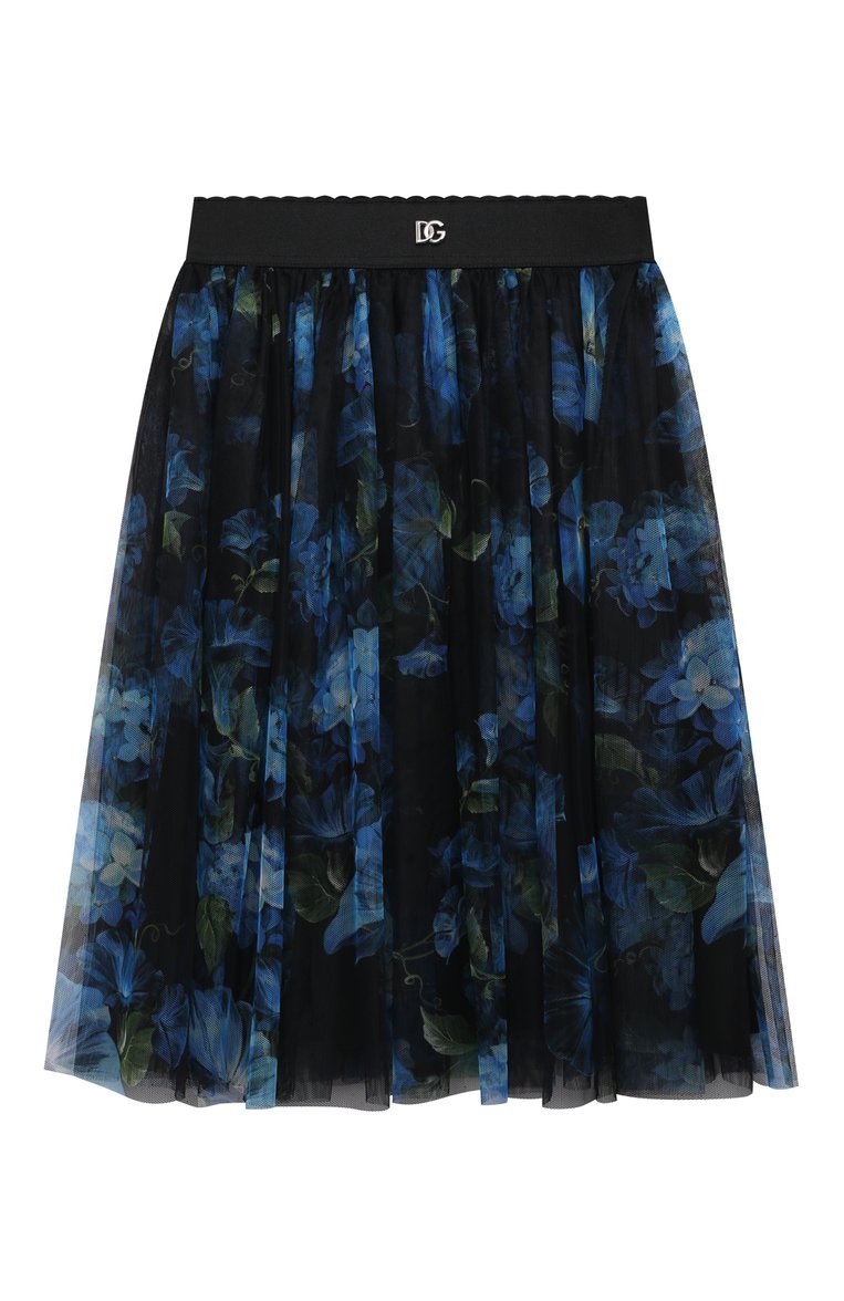 Детская юбка DOLCE & GABBANA темно-синего цвета, арт. L55I00/HS5Q3/2-6 | Фото 1 (Материал внешний: Синтетический материал; Нос: Не проставлено; Случай: Повседневный)