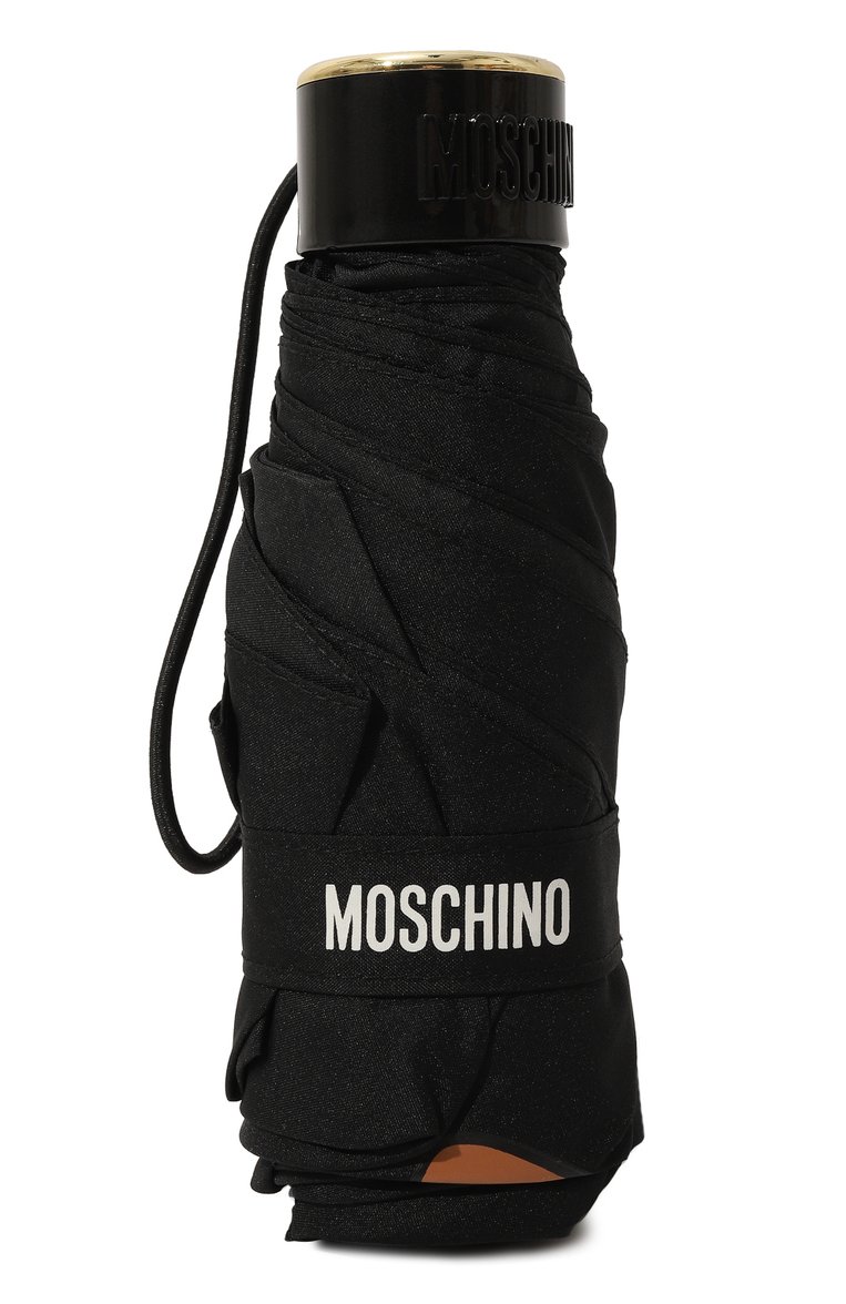 Женский складной зонт MOSCHINO черного цвета, арт. 8351-SUPERMINI | Фото 5 (Материал: Металл, Синтетический материал, Текстиль; Нос: Не проставлено)