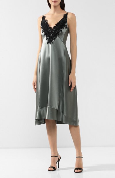 Шелковое платье DOROTHEE SCHUMACHER хаки цвета по цене 64950 руб., арт. 449202/SATIN SEDUCTI0N, фото 3 Шелковое платье DOROTHEE SCHUMACHER, арт. 449202/SATIN SEDUCTI0N, фото 3