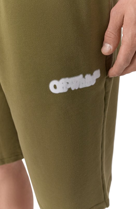 Хлопковые шорты Off-White 0MCI013S25FLE003 Хаки  0MCI013S25FLE003 Фото 5