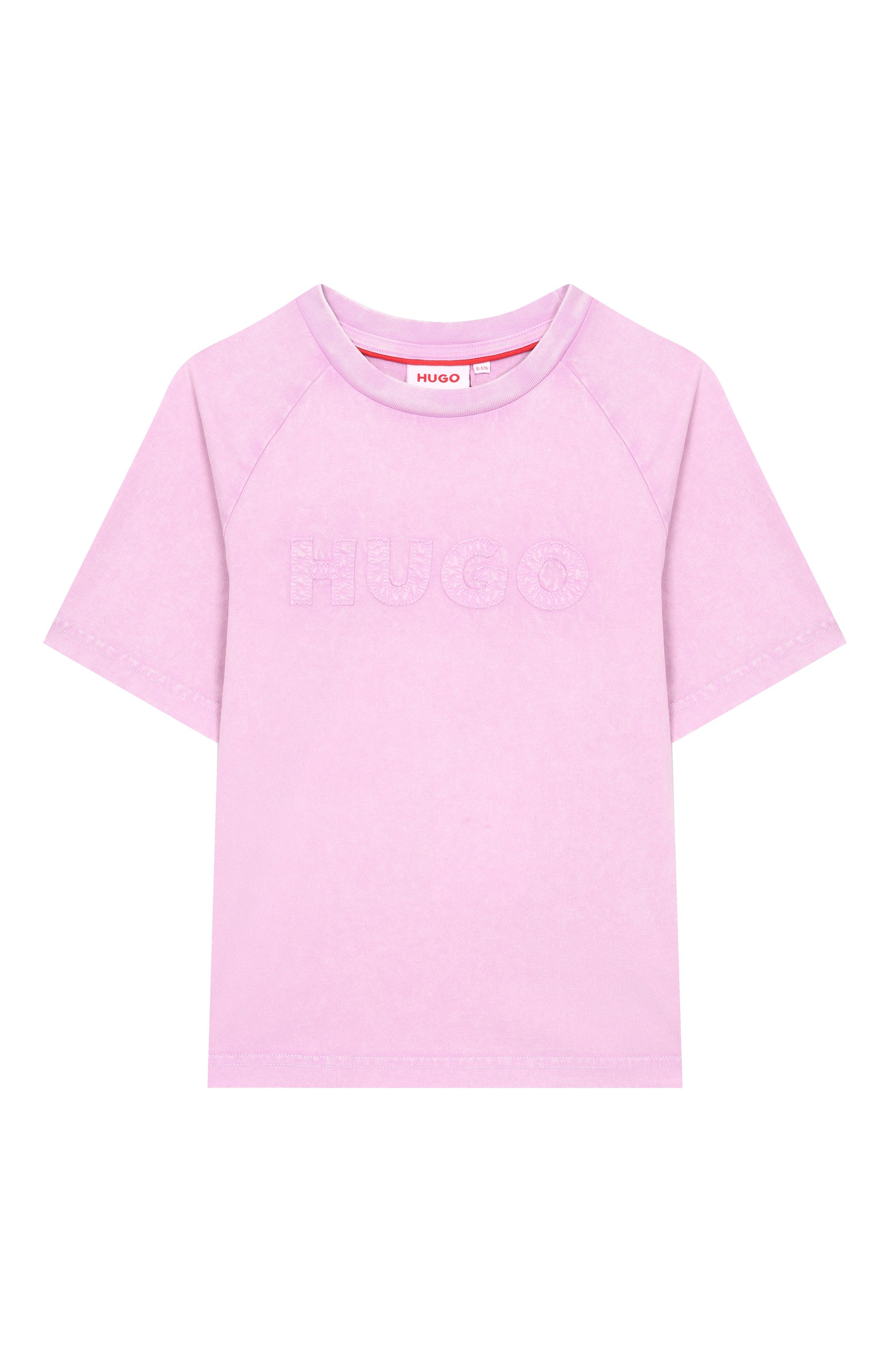 Хлопковая футболка HUGO розового цвета по цене 7715 руб., арт. G00497, фото 1 Хлопковая футболка HUGO, арт. G00497, фото 1