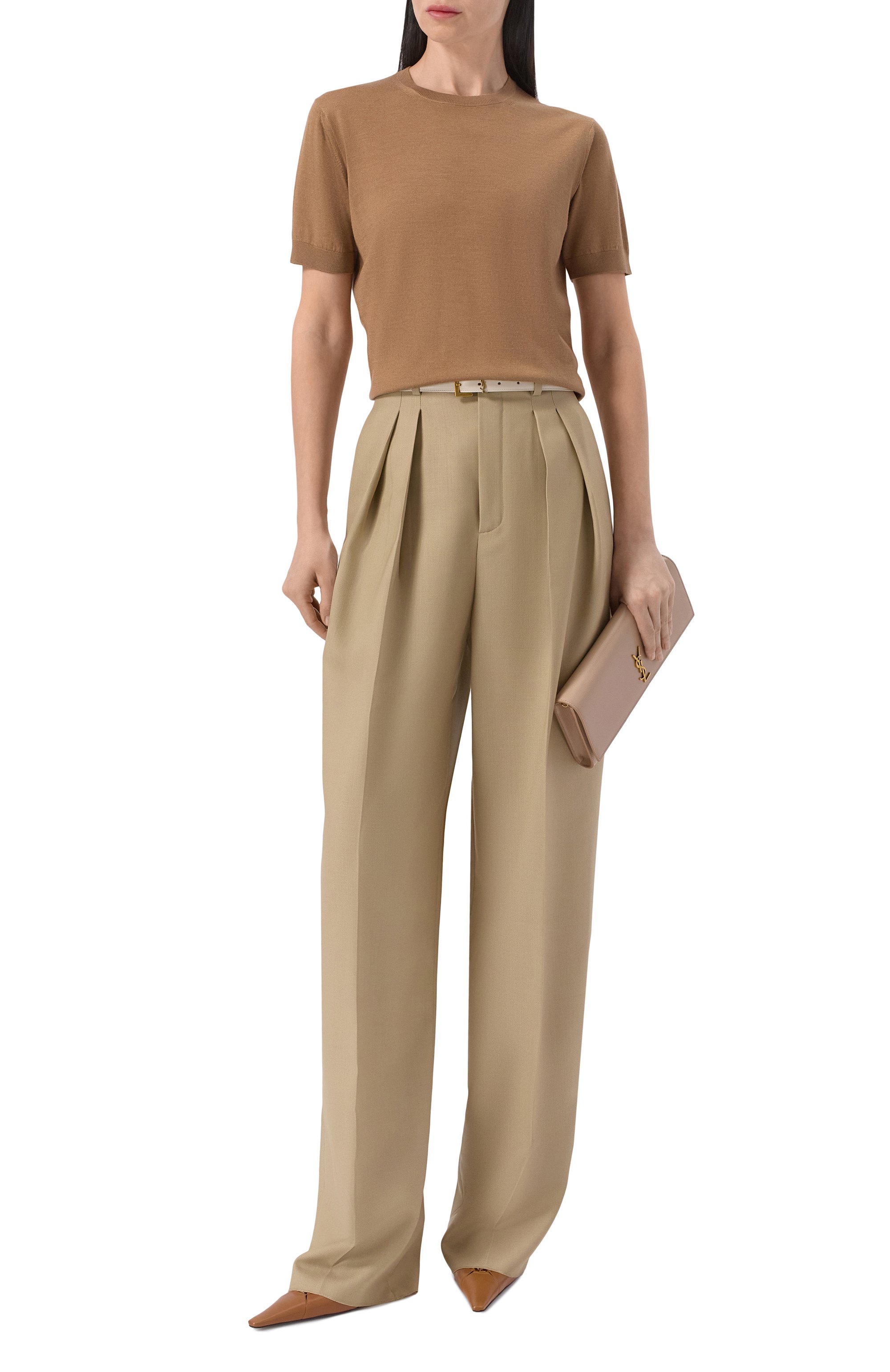 Брюки из шерсти и шелка SAINT LAURENT, арт. 854457/Y7K11, фото 2