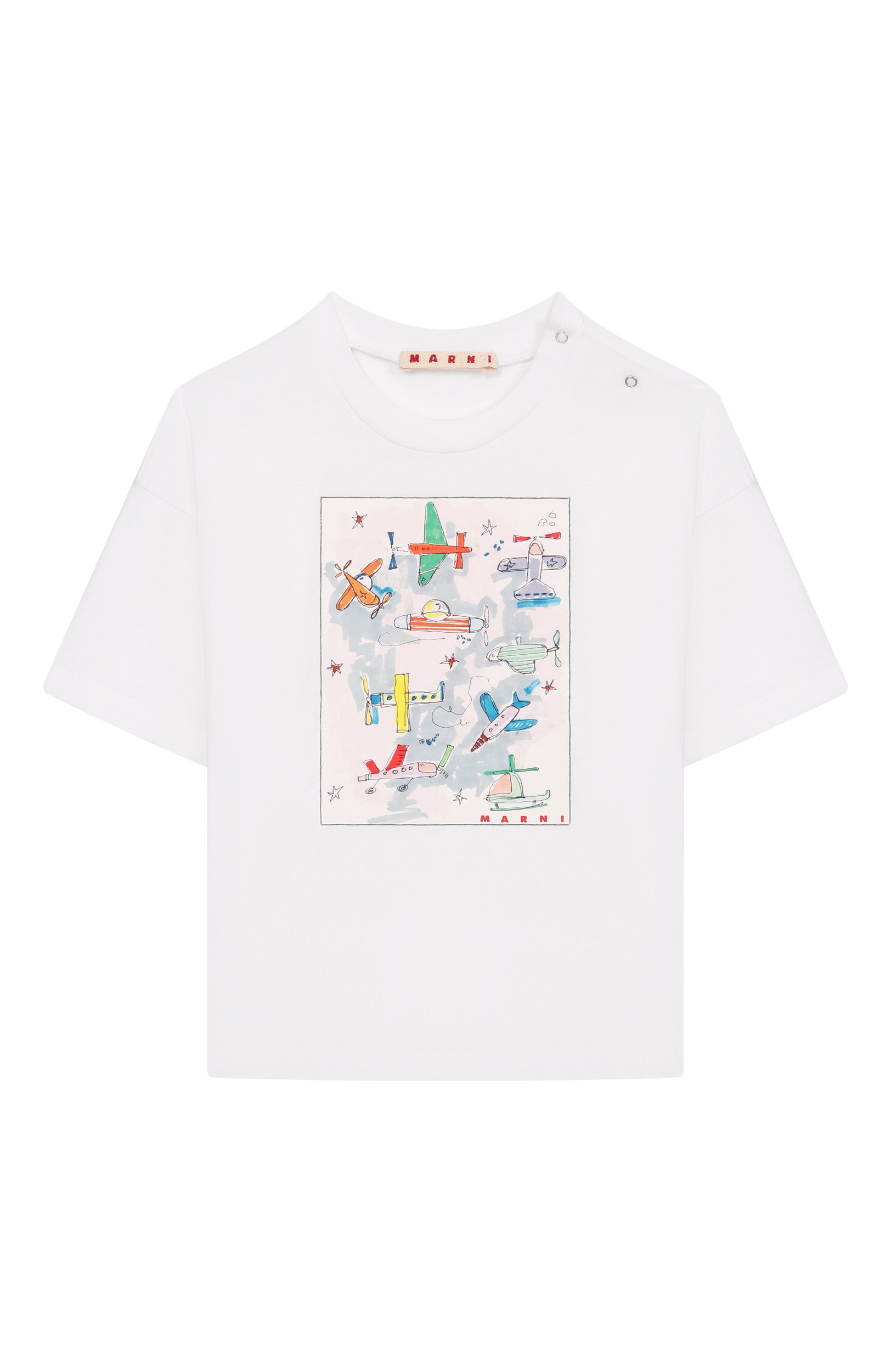 Хлопковая футболка MARNI белого цвета по цене 6735 руб., арт. M01907/M00SG, фото 1 Хлопковая футболка MARNI, арт. M01907/M00SG, фото 1