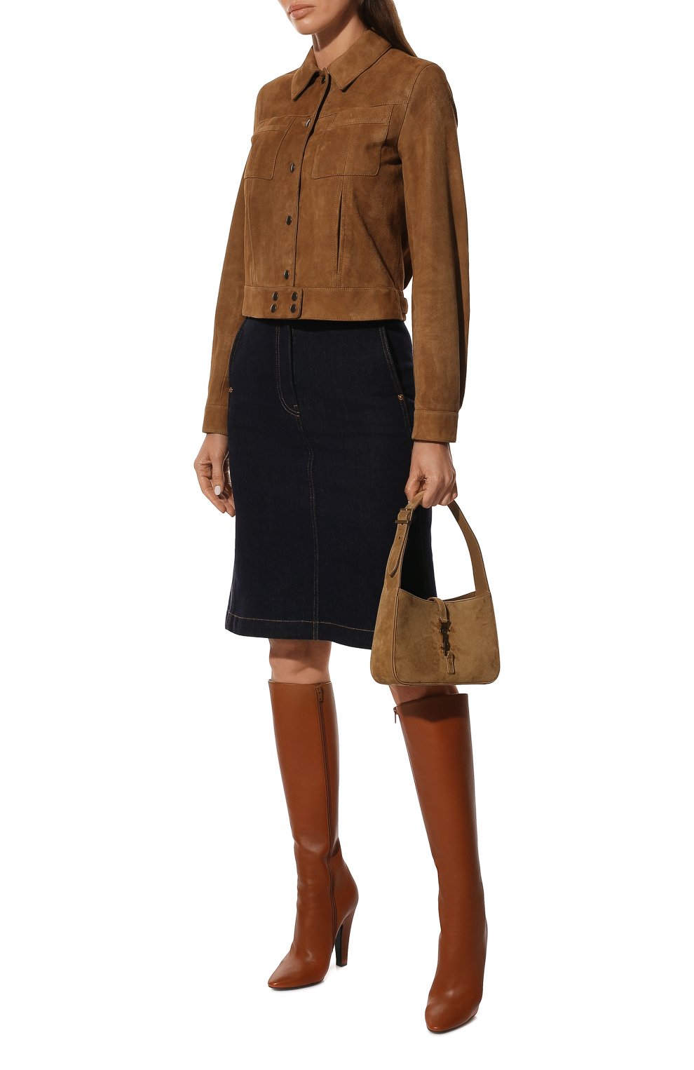 Кожаные сапоги 68 SAINT LAURENT коричневого цвета по цене 155000 руб., арт. 657922/2W700, фото 2 Кожаные сапоги 68 SAINT LAURENT, арт. 657922/2W700, фото 2