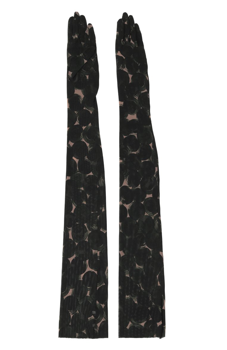 Женские перчатки DRIES VAN NOTEN темно-зеленого цвета, арт. 242-010101-9605 | Фото 3 (Нос: Не проставлено; Материал: Текстиль, Синтетический материал; Кросс-КТ: Трикотаж)