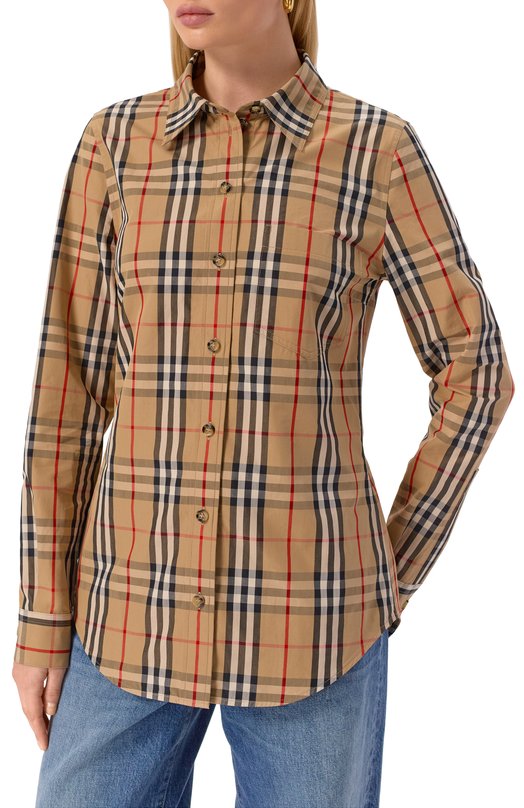 Хлопковая рубашка Burberry 8111847 Бежевый  8111847 Фото 3