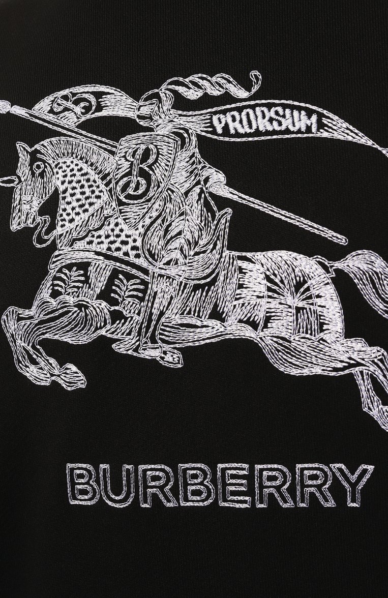 Мужской хлопковый свитшот BURBERRY черного цвета, арт. 8072777 | Фото 5 (Драгоценные камни: Проставлено; Рукава: Длинные; Материал сплава: Проставлено; Длина (для топов): Стандартные; Мужское Кросс-КТ: свитшот-одежда; Принт: С принтом; Стили: Спорт-шик; Материал внешний: Хлопок)