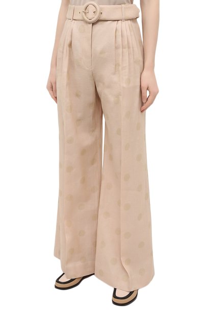 Брюки из хлопка и льна ZIMMERMANN бежевого цвета по цене 65200 руб., арт. 9759PAND, фото 3 Брюки из хлопка и льна ZIMMERMANN, арт. 9759PAND, фото 3