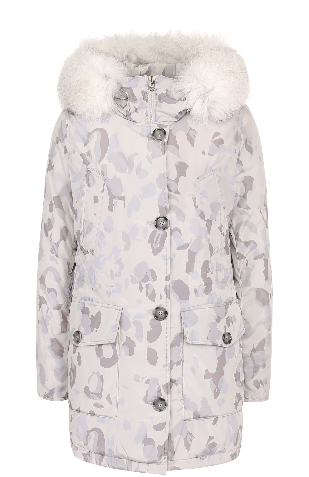 Пуховая парка с принтом и меховой отделкой капюшоном WOOLRICH, арт. WWCPS2534/SM02, фото 1