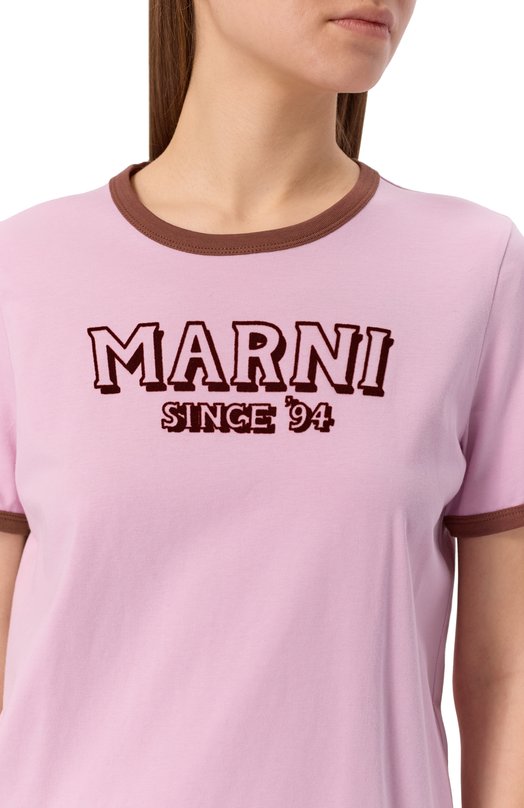 Хлопковая футболка Marni THJE0390P0/USCY91 Розовый  THJE0390P0/USCY91 Фото 5