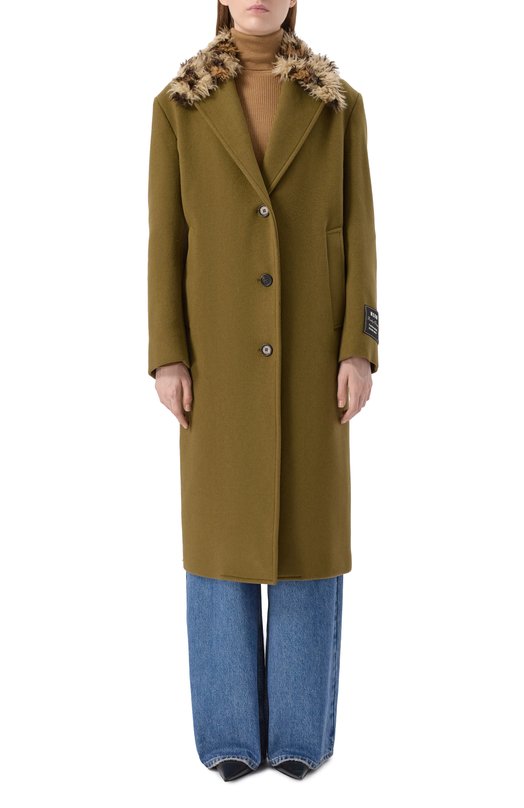 Шерстяное пальто MSGM 3941MDC15Y/257603 Хаки  3941MDC15Y/257603 Фото 3