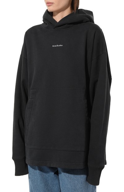 Хлопковое худи ACNE STUDIOS темно-серого цвета по цене 47900 руб., арт. FNMNSWEA000175BLACK, фото 3 Хлопковое худи ACNE STUDIOS, арт. FNMNSWEA000175BLACK, фото 3