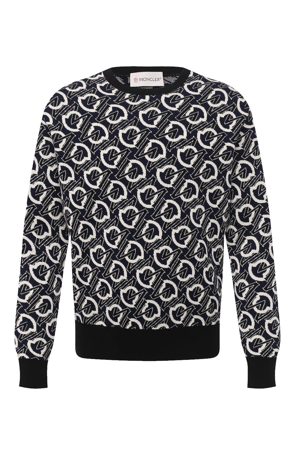 Хлопковый джемпер MONCLER темно-синего цвета по цене 36200 руб., арт. G1-091-9C762-00-V9157, фото 1 Хлопковый джемпер MONCLER, арт. G1-091-9C762-00-V9157, фото 1