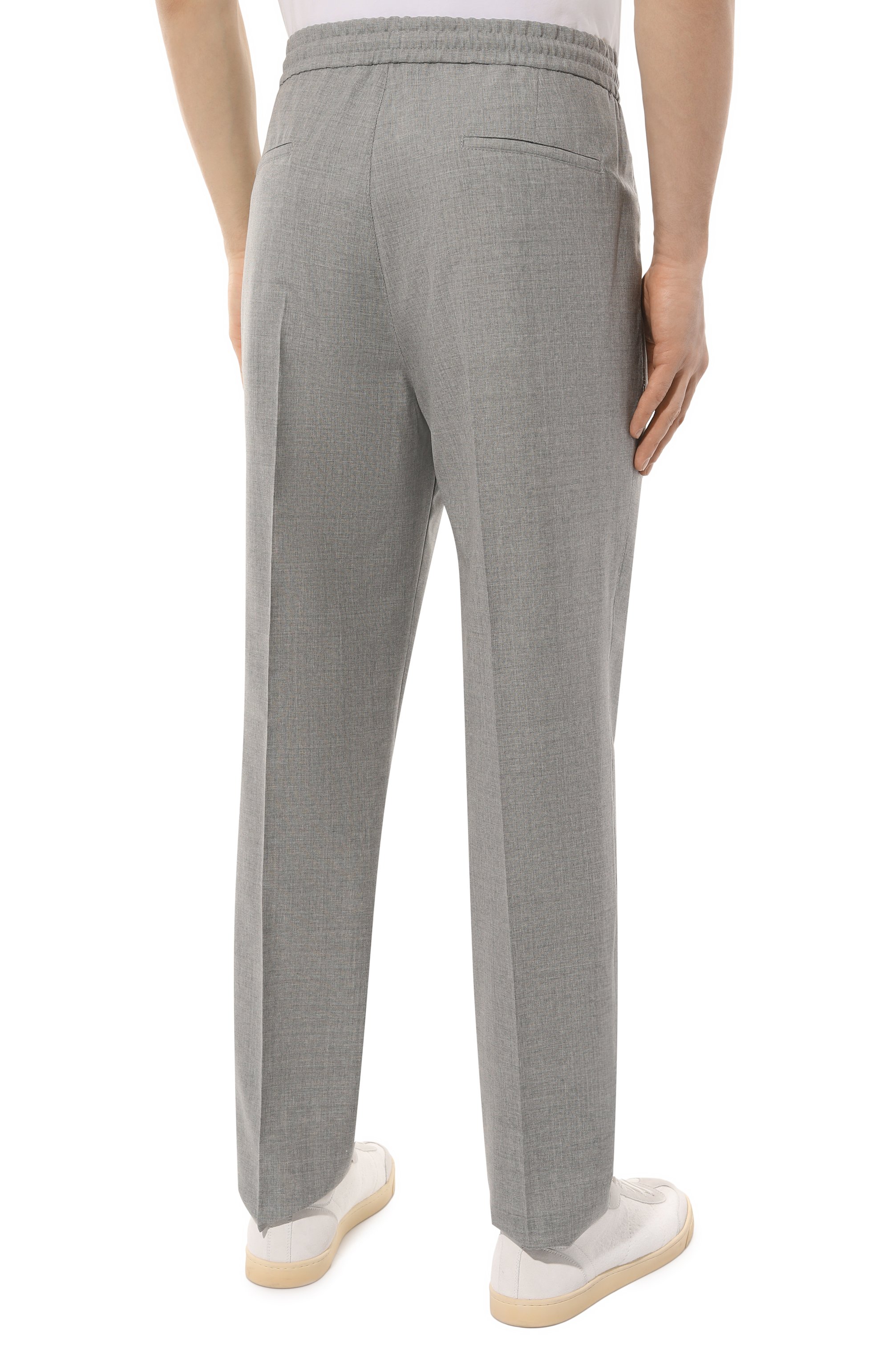 Шерстяные брюки BRUNELLO CUCINELLI серого цвета по цене 138500 руб., арт. MB407B2302, фото 4 Шерстяные брюки BRUNELLO CUCINELLI, арт. MB407B2302, фото 4