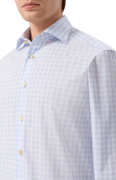 Хлопковая рубашка KITON светло-голубого цвета по цене 79950 руб., арт. UCCH09623, фото 5 Хлопковая рубашка KITON, арт. UCCH09623, фото 5