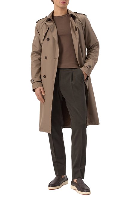 Мужские брюки из шерсти и хлопка CORNELIANI темно-зеленого цвета, арт. 254L19-2518800 | Фото 2 (Материал сплава: Проставлено; Стили: Кэжуэл; Драгоценные камни: Проставлено; Случай: Повседневный; Материал внешний: Шерсть, Хлопок; Длина (брюки, джинсы): Стандартные)