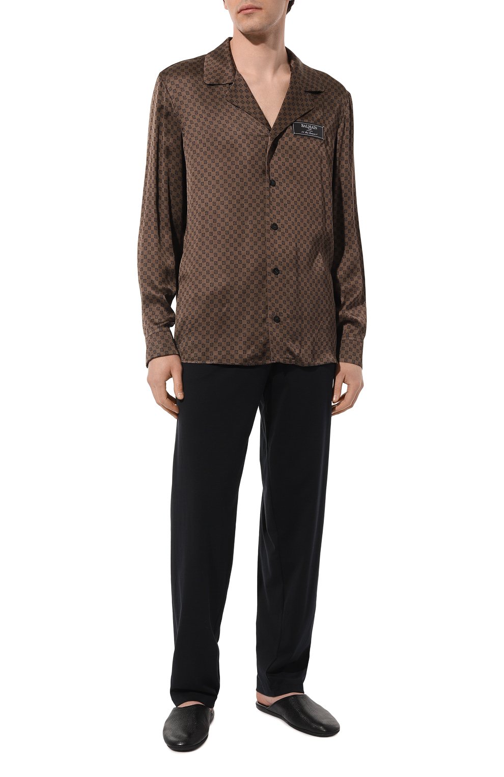 Сорочка из вискозы BALMAIN коричневого цвета по цене 156000 руб., арт. BH0HU236VD98, фото 2 Сорочка из вискозы BALMAIN, арт. BH0HU236VD98, фото 2