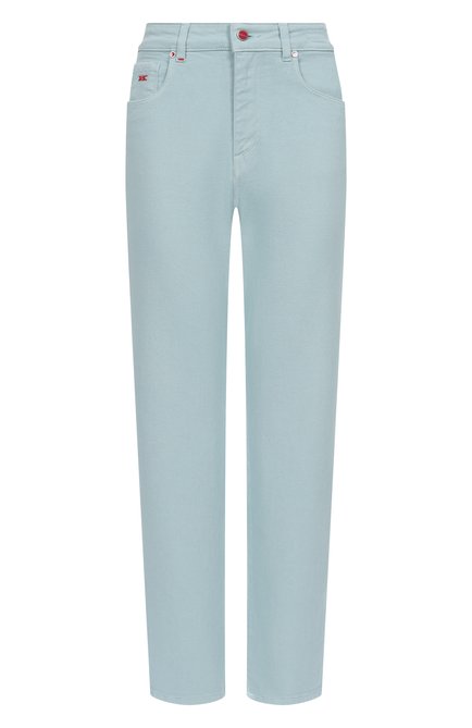 Женские джинсы KITON бирюзового цвета, арт. DJ54101K0928F01 | Фото 1 (Драгоценные камни: Проставлено; Материал внешний: Хлопок; Материал сплава: Проставлено; Длина (брюки, джинсы): Стандартные)