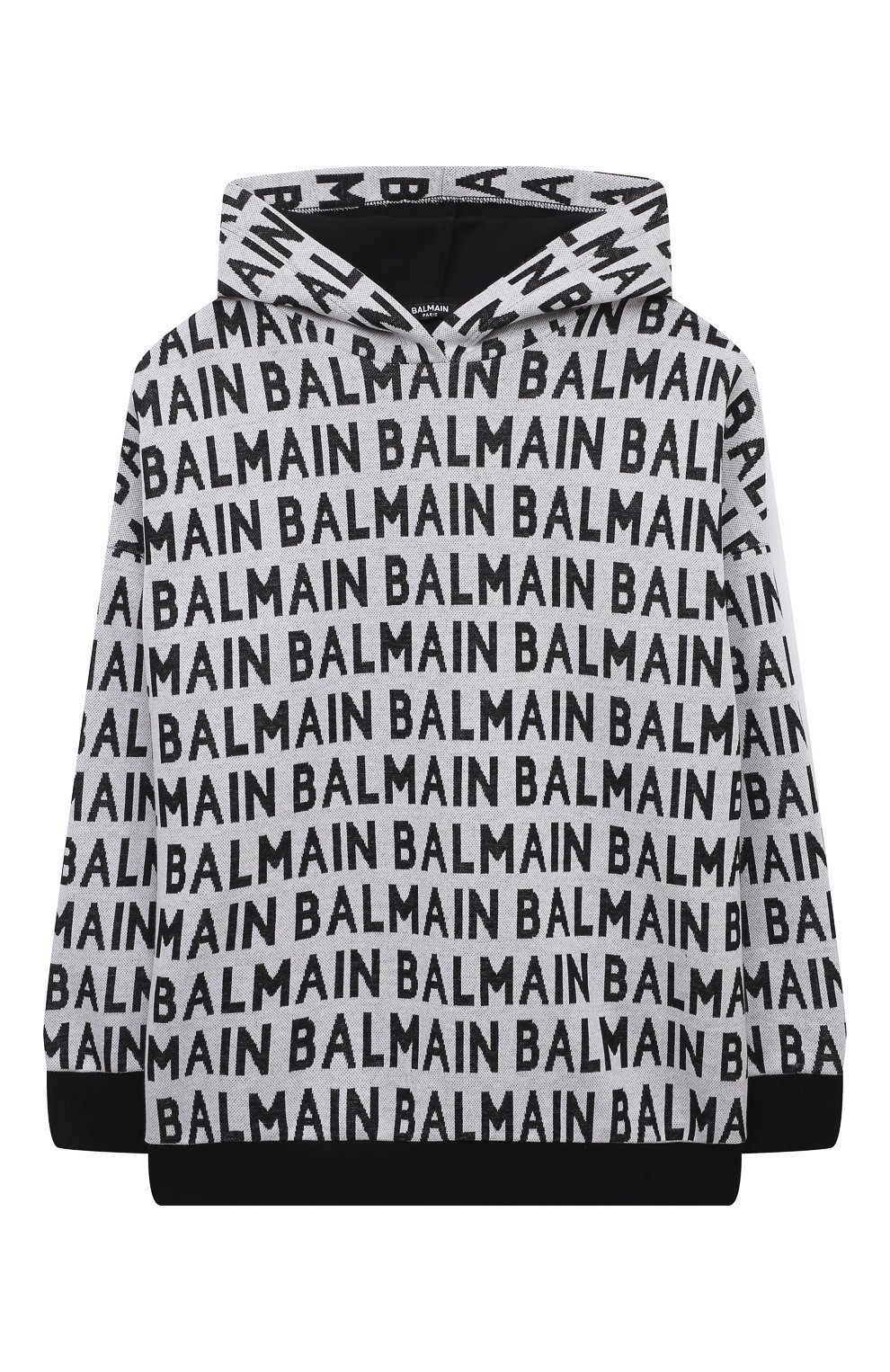 Хлопковое худи BALMAIN черно-белого цвета по цене 46200 руб., арт. 6Q4720, фото 1 Хлопковое худи BALMAIN, арт. 6Q4720, фото 1