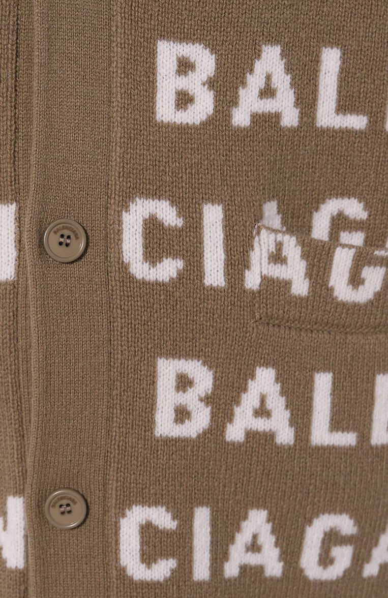 Женский шерстяной кардиган BALENCIAGA бежевого цвета, арт. 766414/T1673 | Фото 5 (Длина (для топов): Стандартные; Материал внешний: Шерсть; Рукава: Длинные; Женское Кросс-КТ: кардиган-трикотаж; Стили: Кэжуэл)