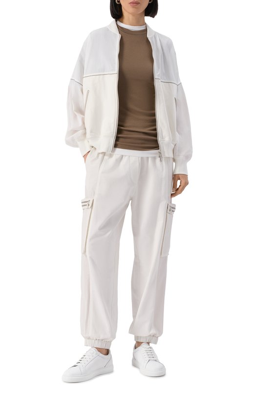 Хлопковый топ Brunello Cucinelli MPT18BD200 Коричневый  MPT18BD200 Фото 2