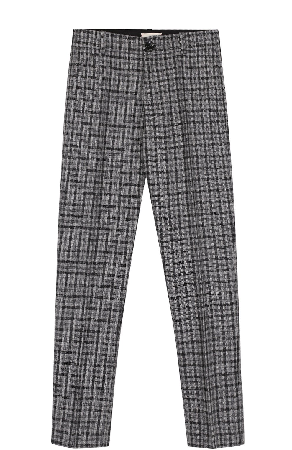 Брюки прямого кроя с принтом GUCCI серого цвета по цене 42900 руб., арт. 475455/XB458, фото 1 Брюки прямого кроя с принтом GUCCI, арт. 475455/XB458, фото 1