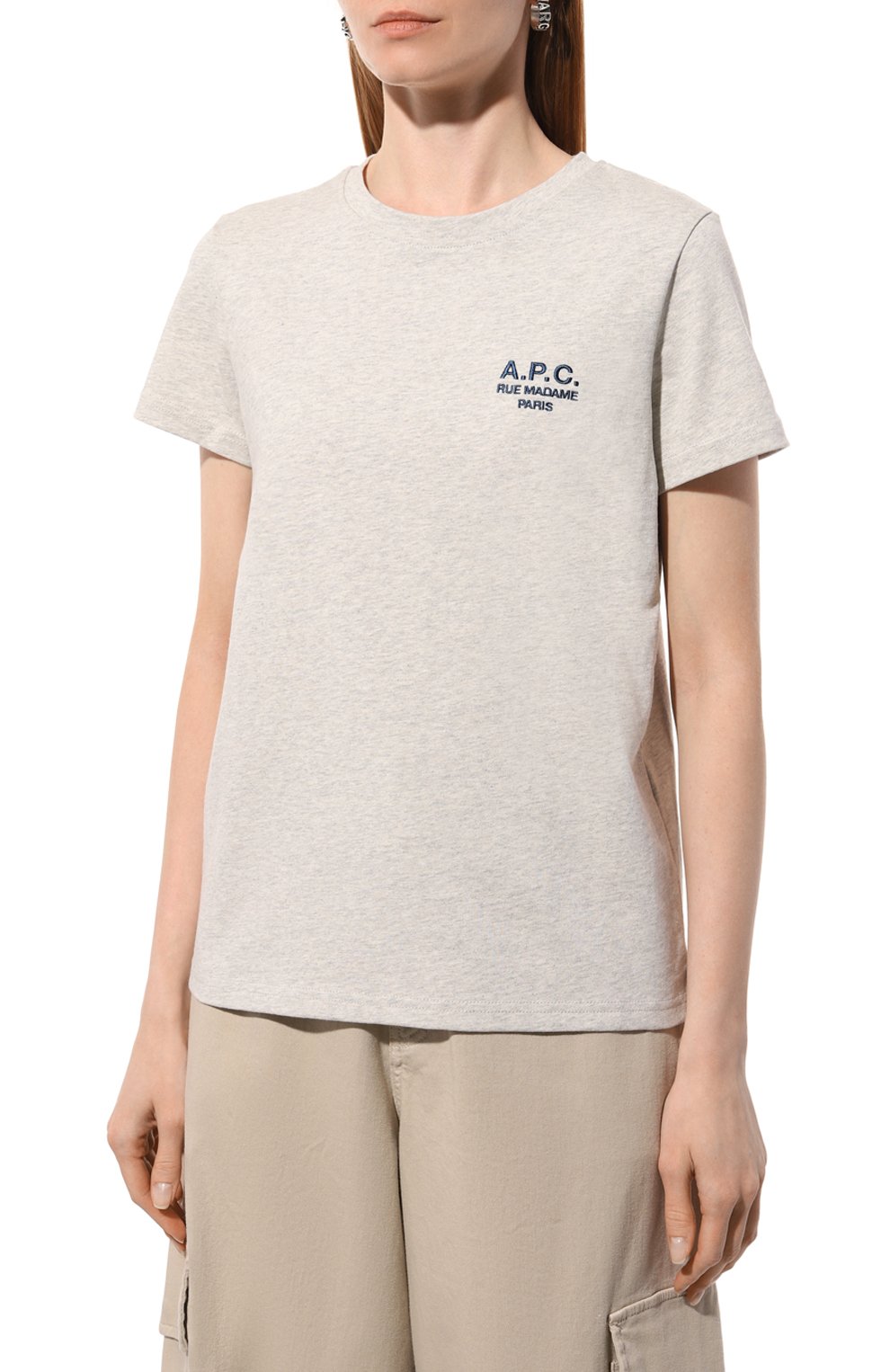 Хлопковая футболка A.P.C. серого цвета по цене 10500 руб., арт. C0EZC-F26842, фото 3 Хлопковая футболка A.P.C., арт. C0EZC-F26842, фото 3