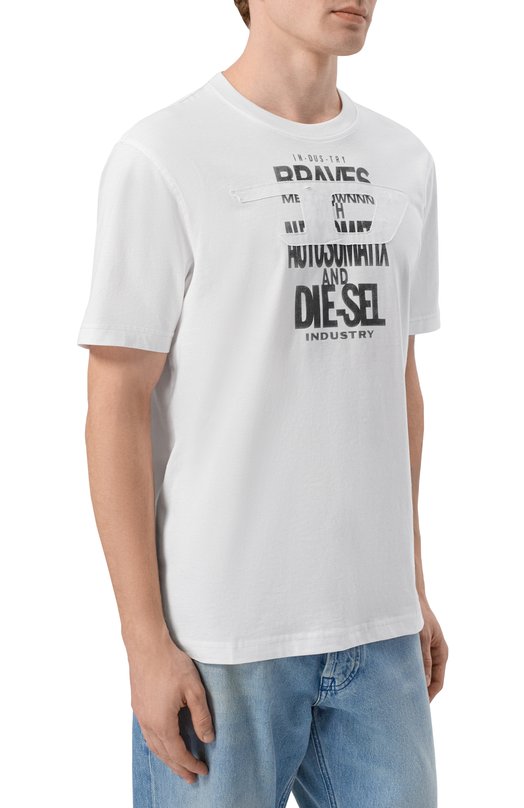 Хлопковая футболка Diesel A21027/0DMBJ Серый  A21027/0DMBJ Фото 3