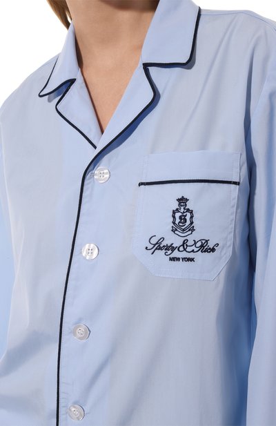 Хлопковая блузка SPORTY AND RICH голубого цвета по цене 21050 руб., арт. SI021516205BL50, фото 5 Хлопковая блузка SPORTY AND RICH, арт. SI021516205BL50, фото 5