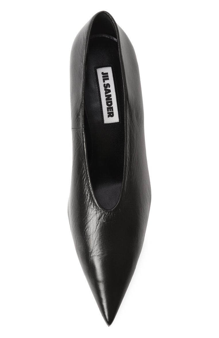 Женские кожаные туфли JIL SANDER черного цвета, арт. J15WL0056/P8024 | Фото 6 (Подошва: Плоская; Материал внешний: Натуральная кожа; Драгоценные камни: Проставлено; Материал внутренний: Натуральная кожа; Каблук тип: Kitten heel; Материал сплава: Проставлено; Каблук высота: Низкий)