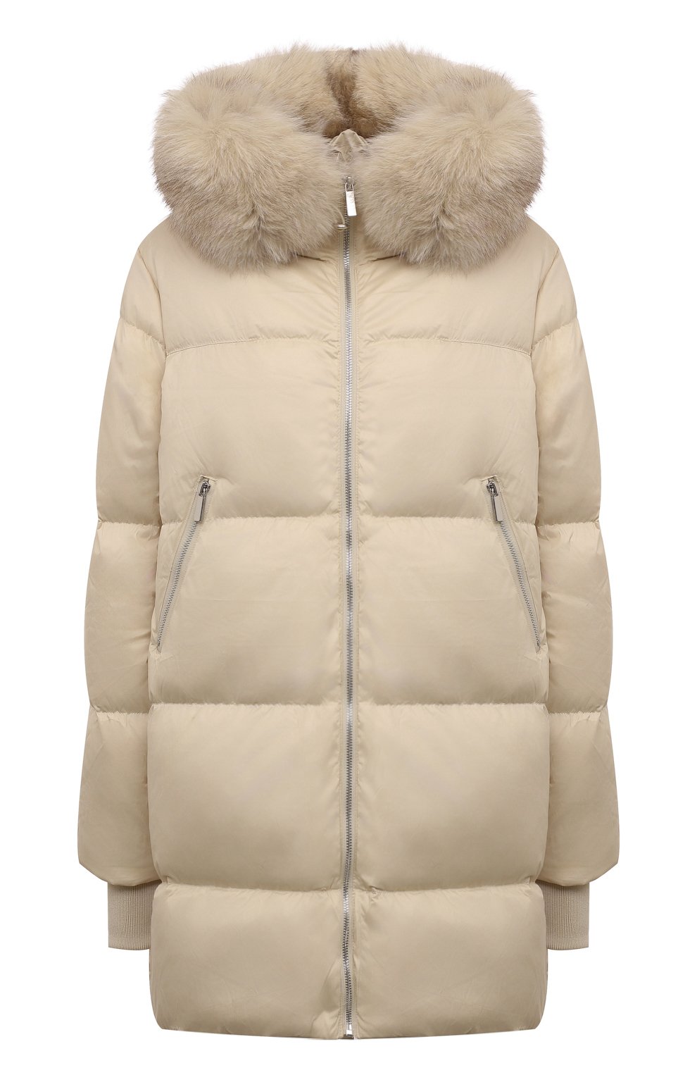 Пуховик с отделкой из меха песца MAX AND MOI кремового цвета по цене 94150 руб., арт. DAV0, фото 1 Пуховик с отделкой из меха песца MAX AND MOI, арт. DAV0, фото 1