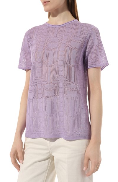 Футболка из вискозы FREEAGE фиолетового цвета по цене 26400 руб., арт. TS23.JM067.7000.701, фото 3 Футболка из вискозы FREEAGE, арт. TS23.JM067.7000.701, фото 3