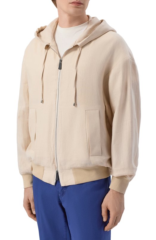 Льняной бомбер Kiton UGK137K0708H Бежевый  UGK137K0708H Фото 3