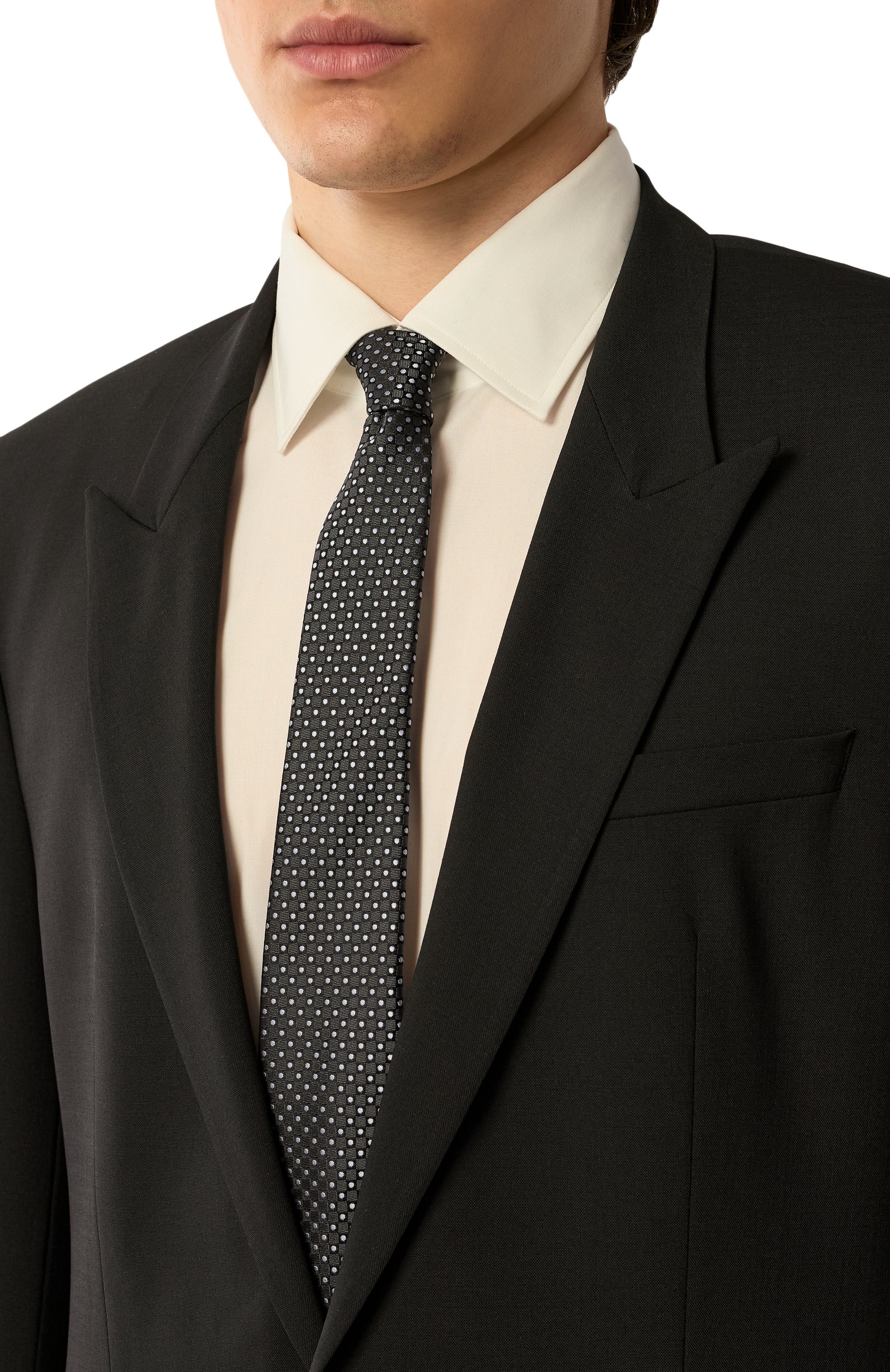 Шелковый галстук GIORGIO ARMANI темно-синего цвета по цене 24250 руб., арт. GM000800/TE13669, фото 2 Шелковый галстук GIORGIO ARMANI, арт. GM000800/TE13669, фото 2