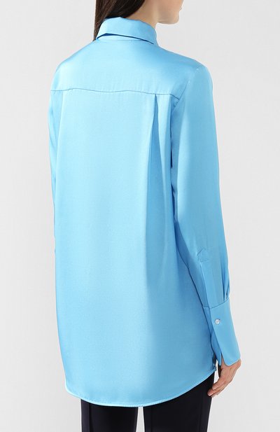 Рубашка VICTORIA, VICTORIA BECKHAM голубого цвета по цене 22950 руб., арт. 2419WSH000089C, фото 4 Рубашка VICTORIA, VICTORIA BECKHAM, арт. 2419WSH000089C, фото 4