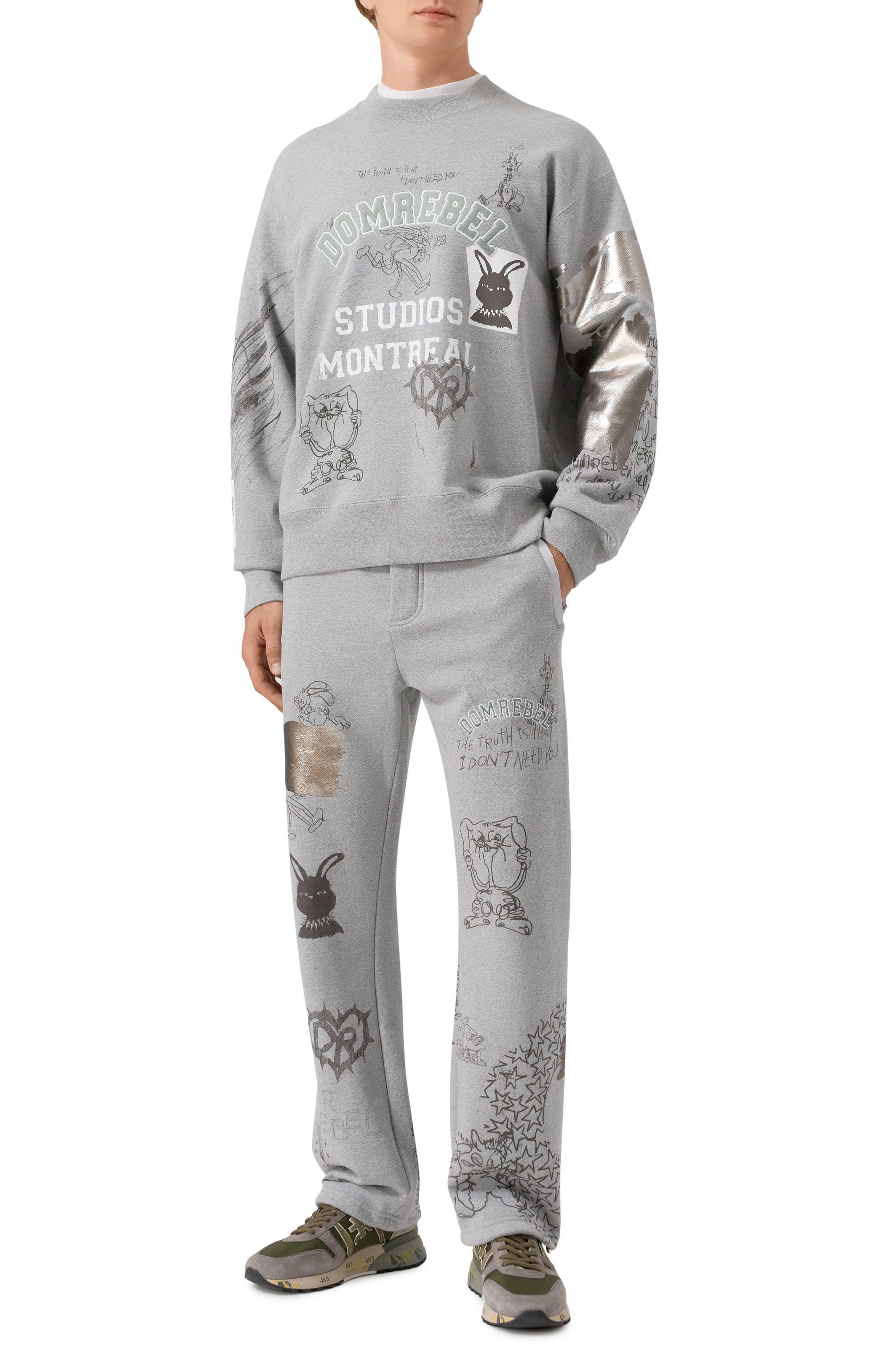 Хлопковые брюки DOMREBEL, арт. M C0LLEGE SWEATPANTS, фото 2