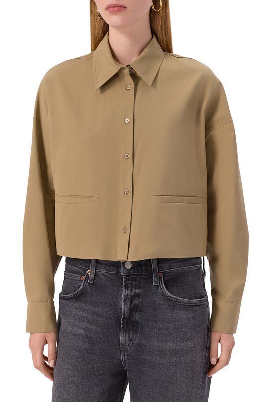 Хлопковая рубашка Weekend Max Mara SVAG0 Бежевый  SVAG0 Фото 3