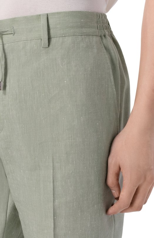 Брюки изо льна и шерсти Stefano Ricci M1T610002H/WL003L Зелёный  M1T610002H/WL003L Фото 5