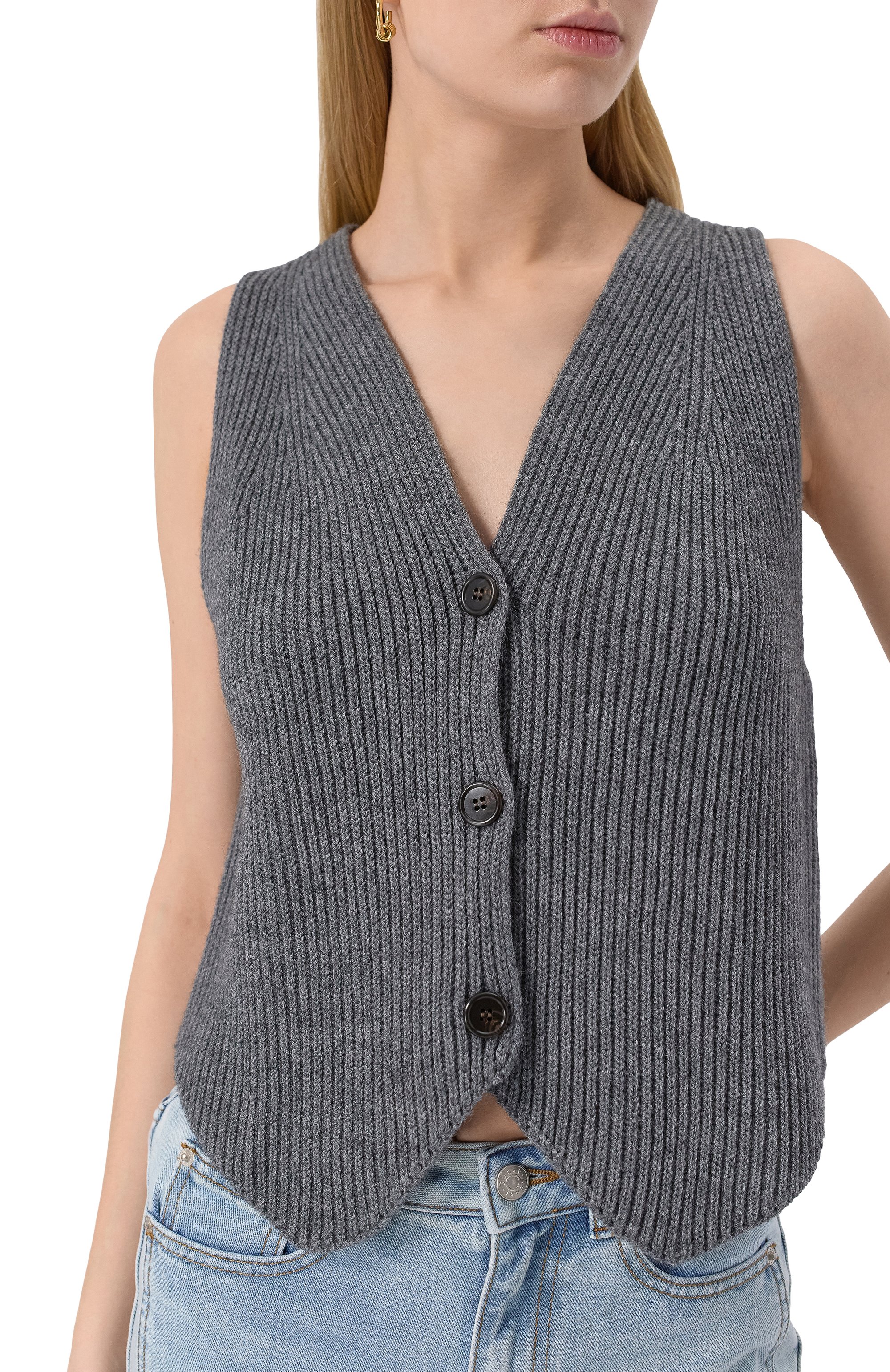 Жилет LESYANEBO серого цвета по цене 9600 руб., арт. LN08H-0301_FF, фото 5 Жилет LESYANEBO, арт. LN08H-0301_FF, фото 5