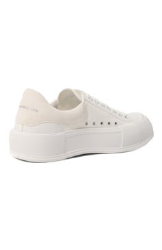 Мужские текстильные кеды deck plimsoll ALEXANDER MCQUEEN белого цвета, арт. 707680/W4MV7/9000 | Фото 5 (Материал внешний: Текстиль; Материал внутренний: Натуральная кожа, Текстиль; Материал сплава: Проставлено; Стили: Классический; Материал утеплителя: Без утеплителя; Подошва: Массивная; Драгоценные камни: Проставлено)