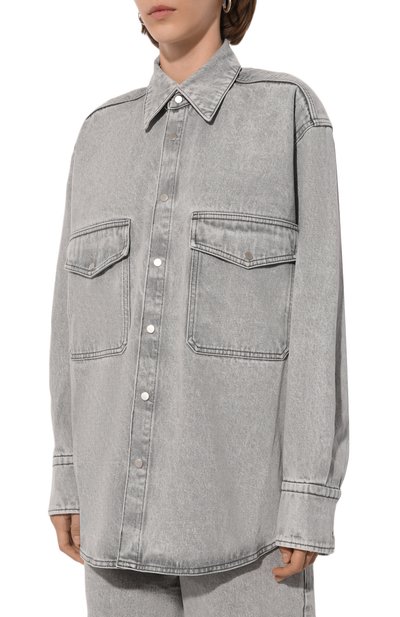 Джинсовая рубашка PETAR PETROV светло-серого цвета по цене 120500 руб., арт. F24DB3, фото 3 Джинсовая рубашка PETAR PETROV, арт. F24DB3, фото 3