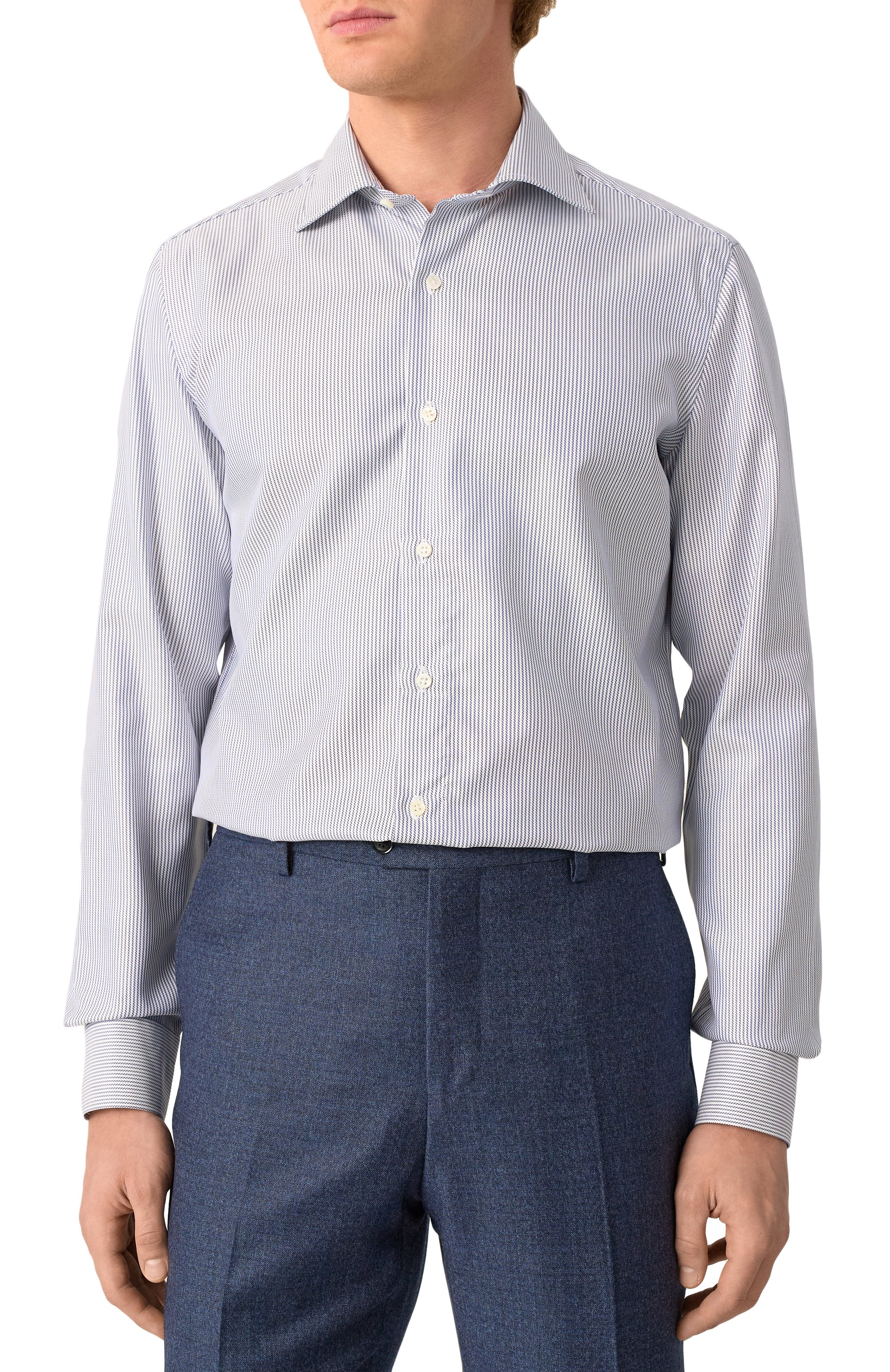 Хлопковая сорочка LUIGI BORRELLI синего цвета по цене 48200 руб., арт. PS30051/ACHILLE/ST/EV1/PC, фото 3 Хлопковая сорочка LUIGI BORRELLI, арт. PS30051/ACHILLE/ST/EV1/PC, фото 3