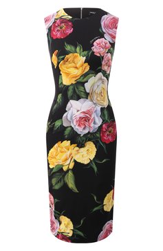 Женское шелковое платье DOLCE & GABBANA разноцветного цвета, арт. F6TMST/FSA7B | Фото 1 (Длина Ж (юбки, платья, шорты): До колена; Драгоценные камни: Проставлено; Материал сплава: Проставлено; Материал внешний: Шелк; Случай: Коктейльный; Женское Кросс-КТ: платье-футляр, Платье-одежда; Стили: Гламурный; Рукава: Без рукавов)